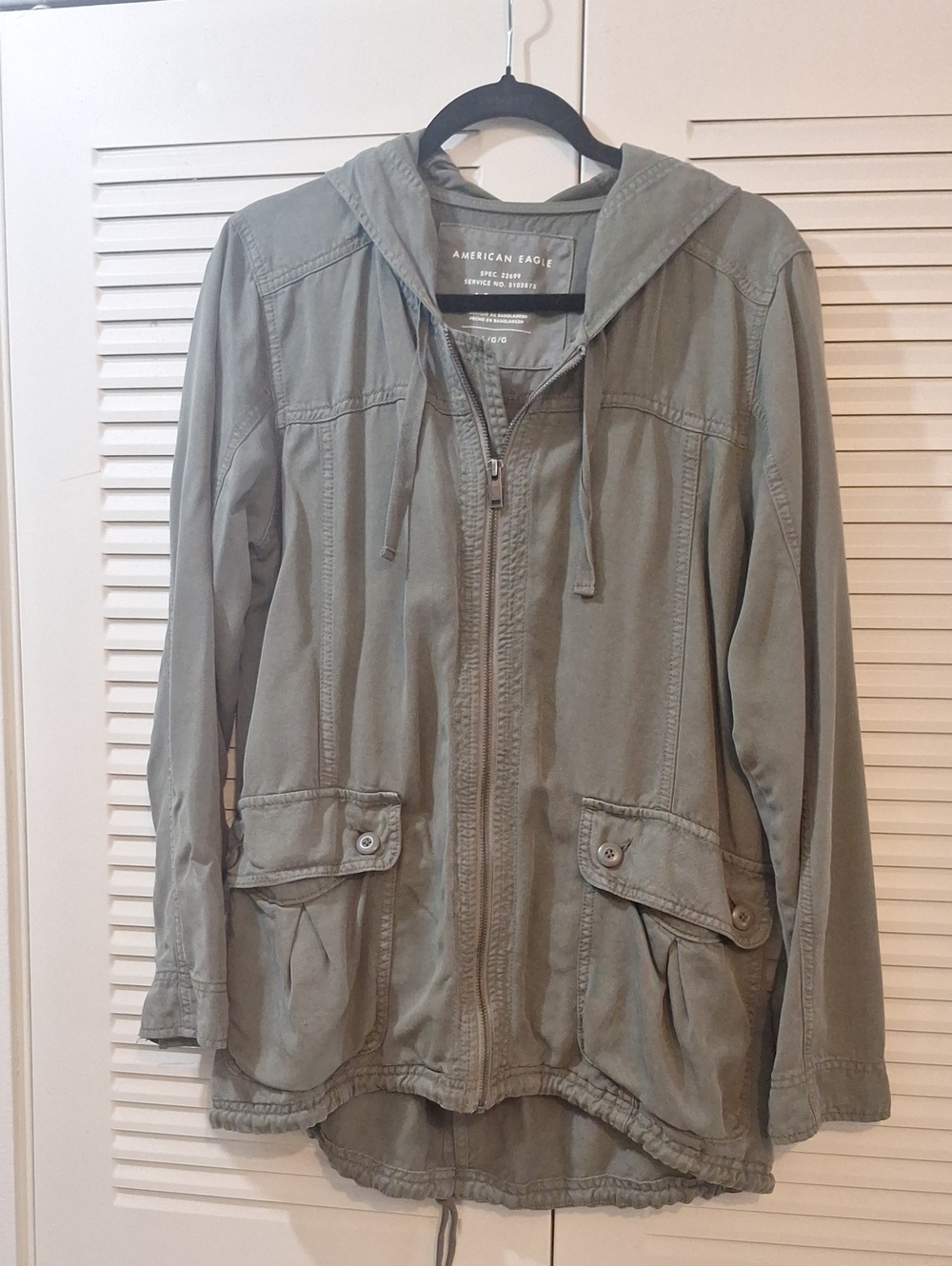 American Eagle Outfitters Olive Hooded Utility Jacket